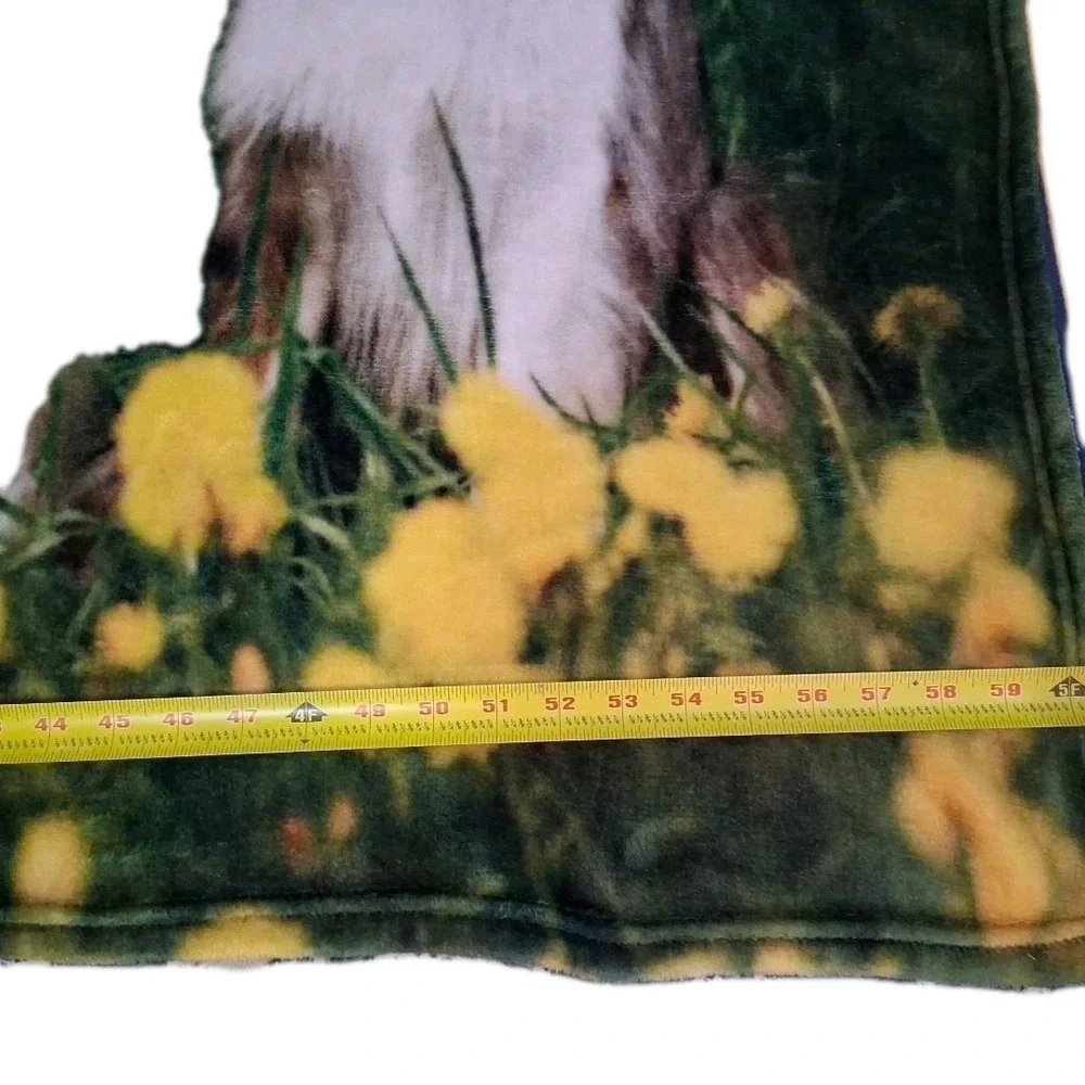 Summer Throw Blanket w/Picture Portrait of 5 Family Dogs Pets in Meadow 60